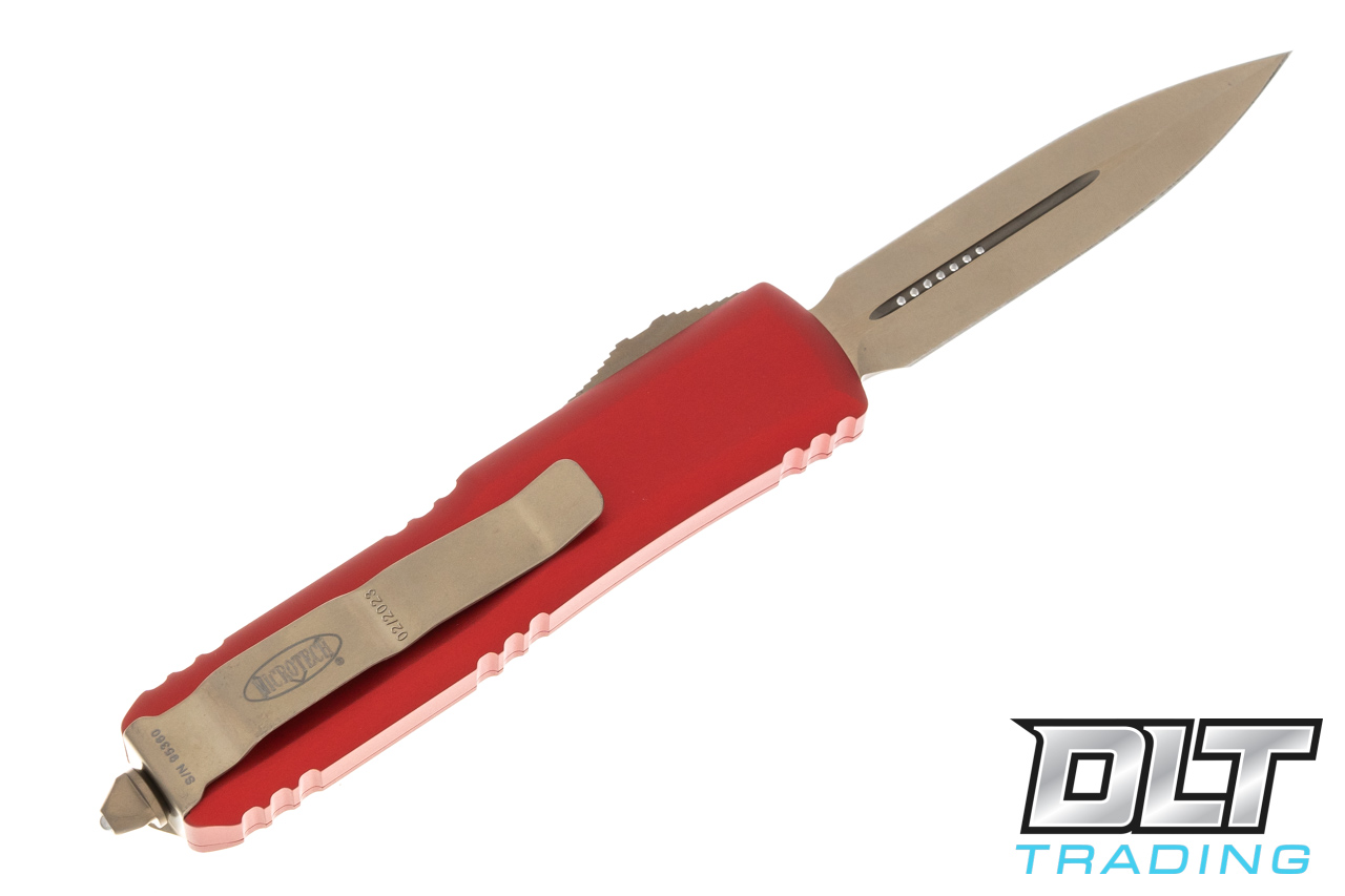 Microtech UTX-85 D/E - Red Handle - Bronze Blade