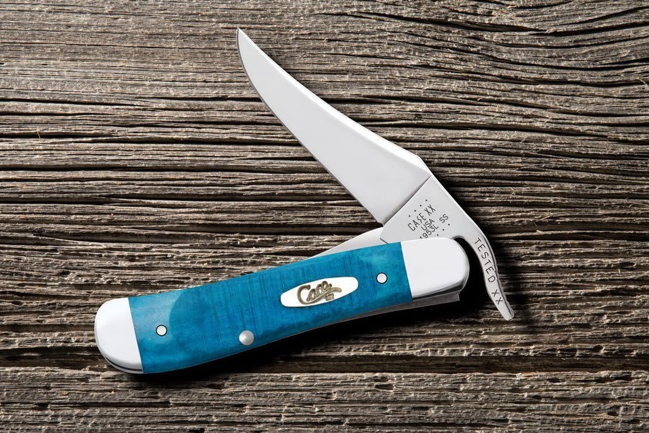 Case Russlock - Caribbean Blue Sawcut Jig Bone - DLT Trading