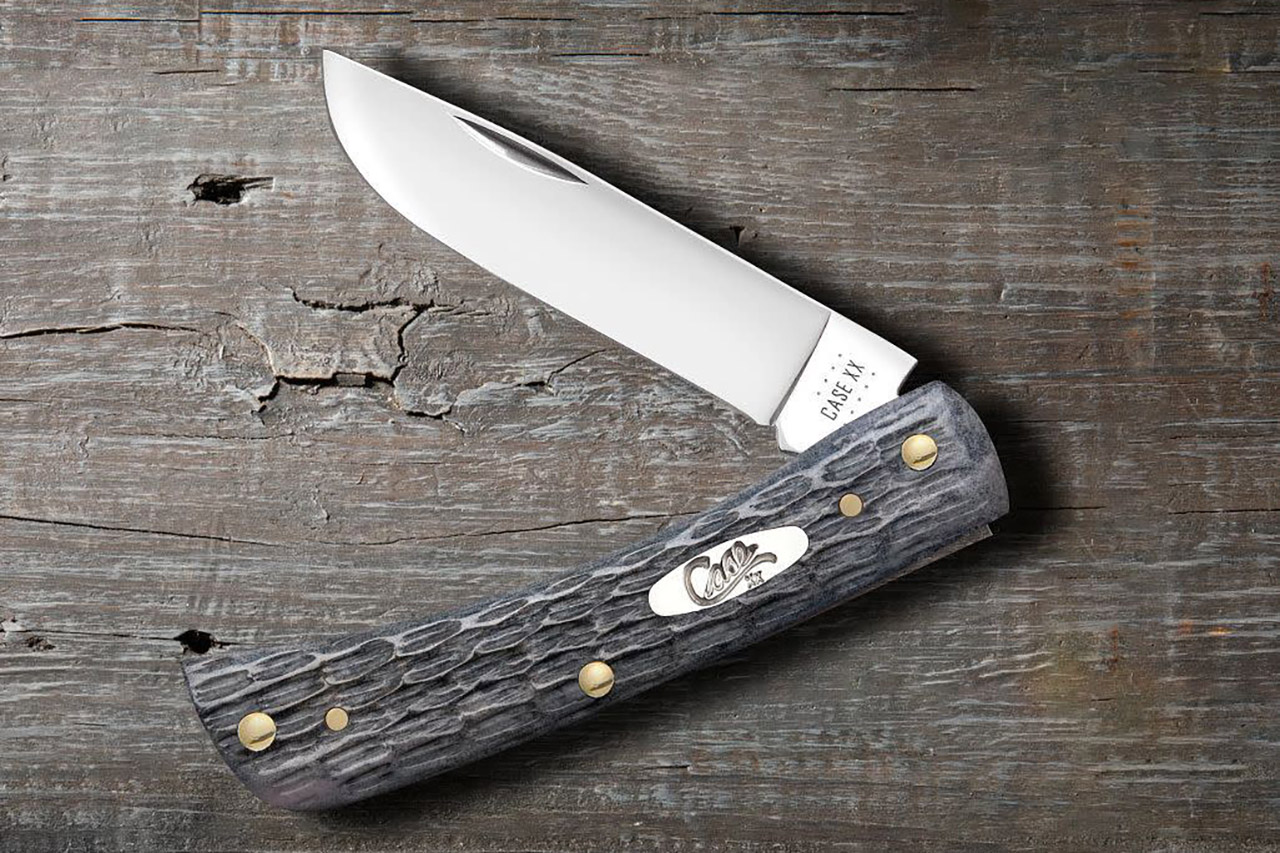 シルバー事件 : Case#4.5フェイス Case Sod Buster Jr - Pocket Worn Crandall Jig Gray Bone