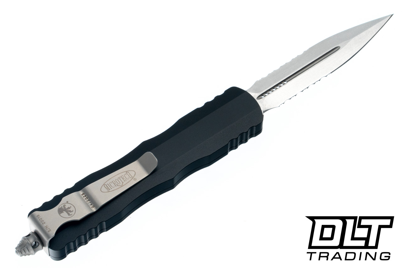 Microtech 225-11 Dirac D/E - Black Handle - Stonewashed Blade