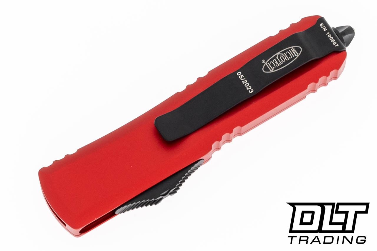 Microtech UTX-85 T/E - Red Handle - Black Blade