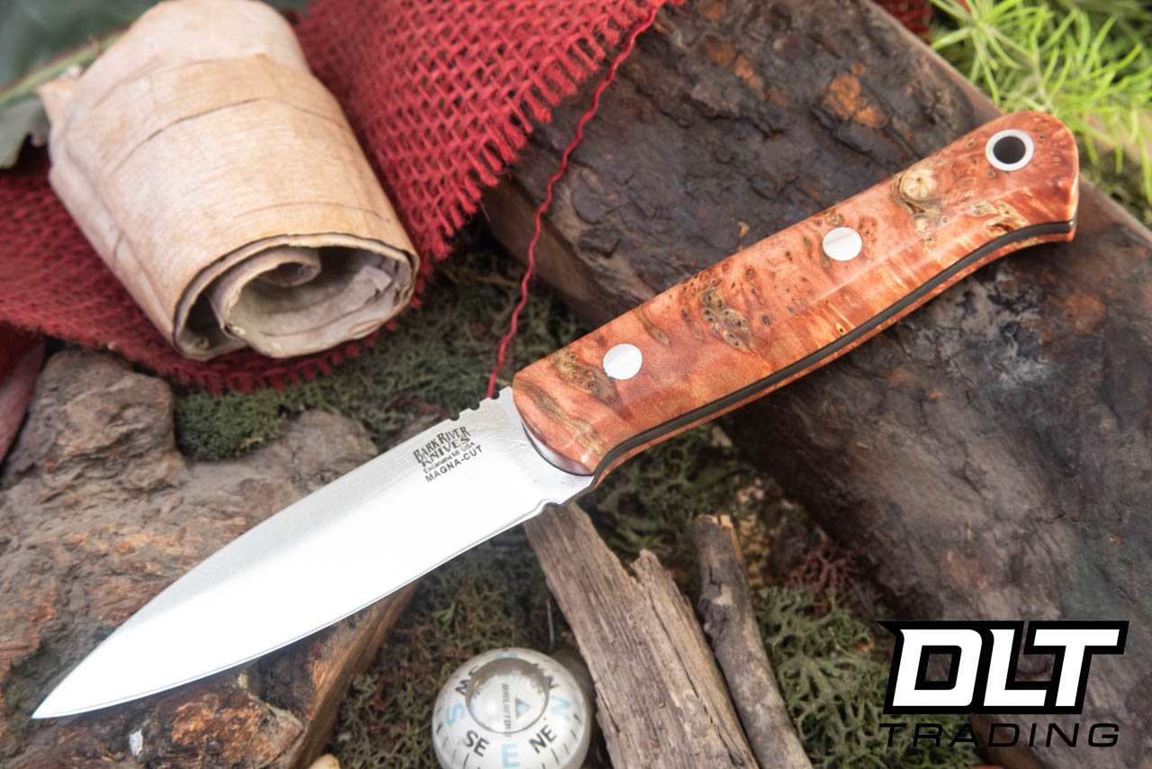 Bark River Bushcraft Scout MagnaCut Peach & Brown Maple Burl 