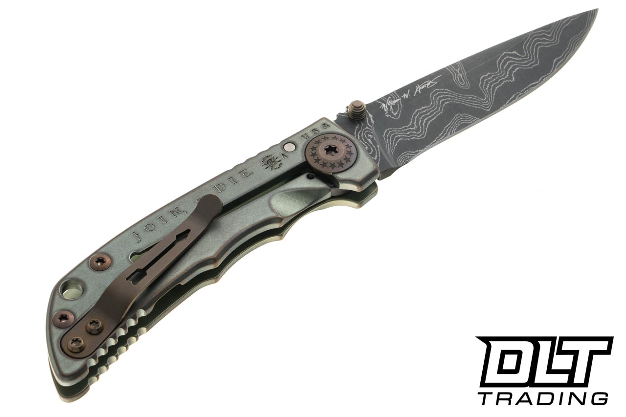 Spartan Blades Harsey Folder 3.25 - Join or Die - Damascus Blade
