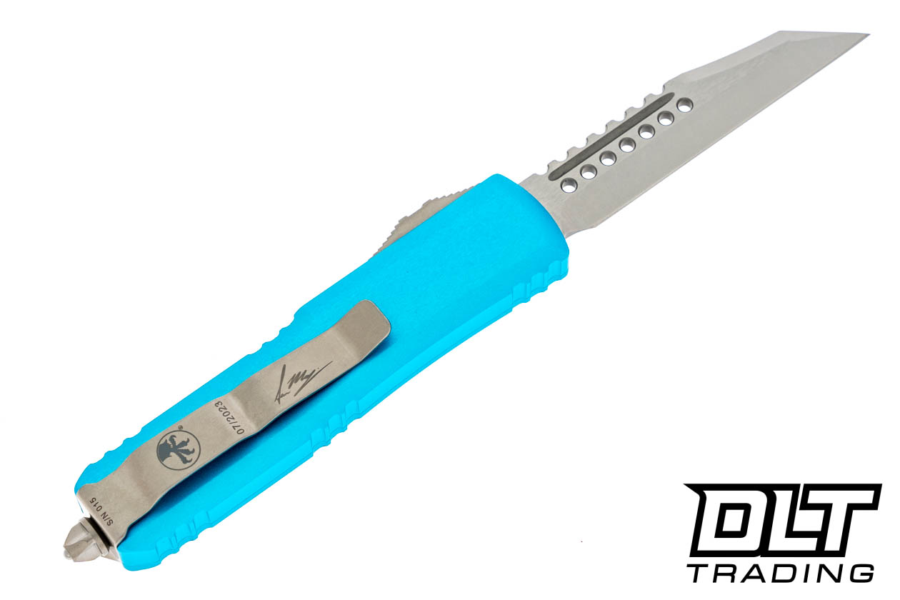 Microtech UTX-85 Warhound - Turquoise Handle - Stonewashed Blade