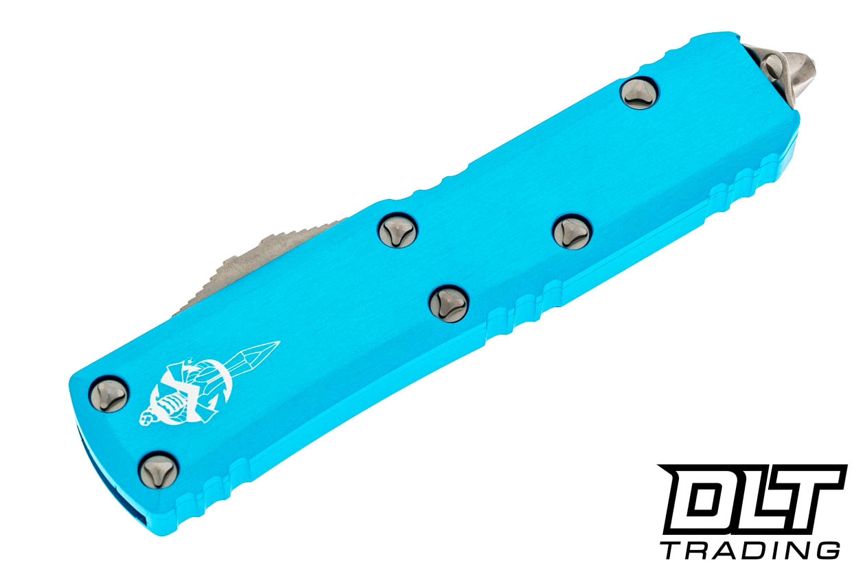 Microtech UTX-85 Warhound - Turquoise Handle - Stonewashed Blade