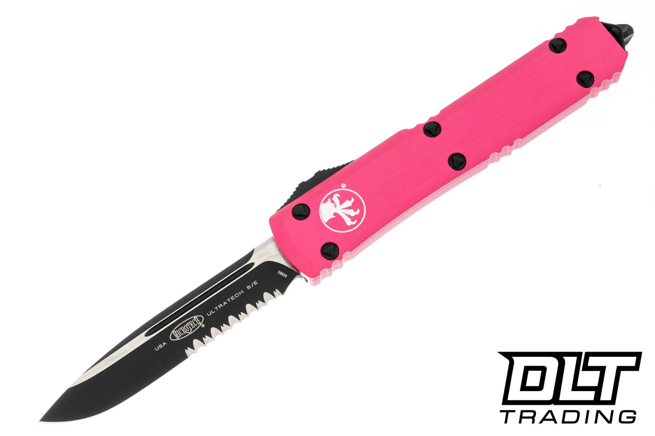 Microtech Knives Ultratech S/E OTF Automatic Knife Stonewashed Blade w/ Pink  Handle - 121-10PK - Tactical Elements Inc