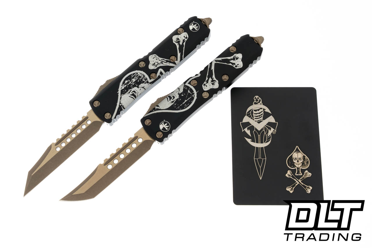 Microtech UTX-85 Hellhound & Warhound Set - Black Handle - Bronze