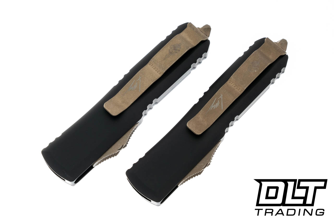 Microtech UTX-85 Hellhound & Warhound Set - Black Handle - Bronze
