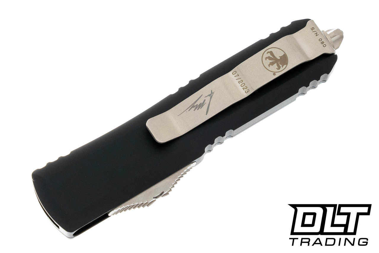 Microtech UTX-85 Warhound - Black Handle - Stonewashed Blade