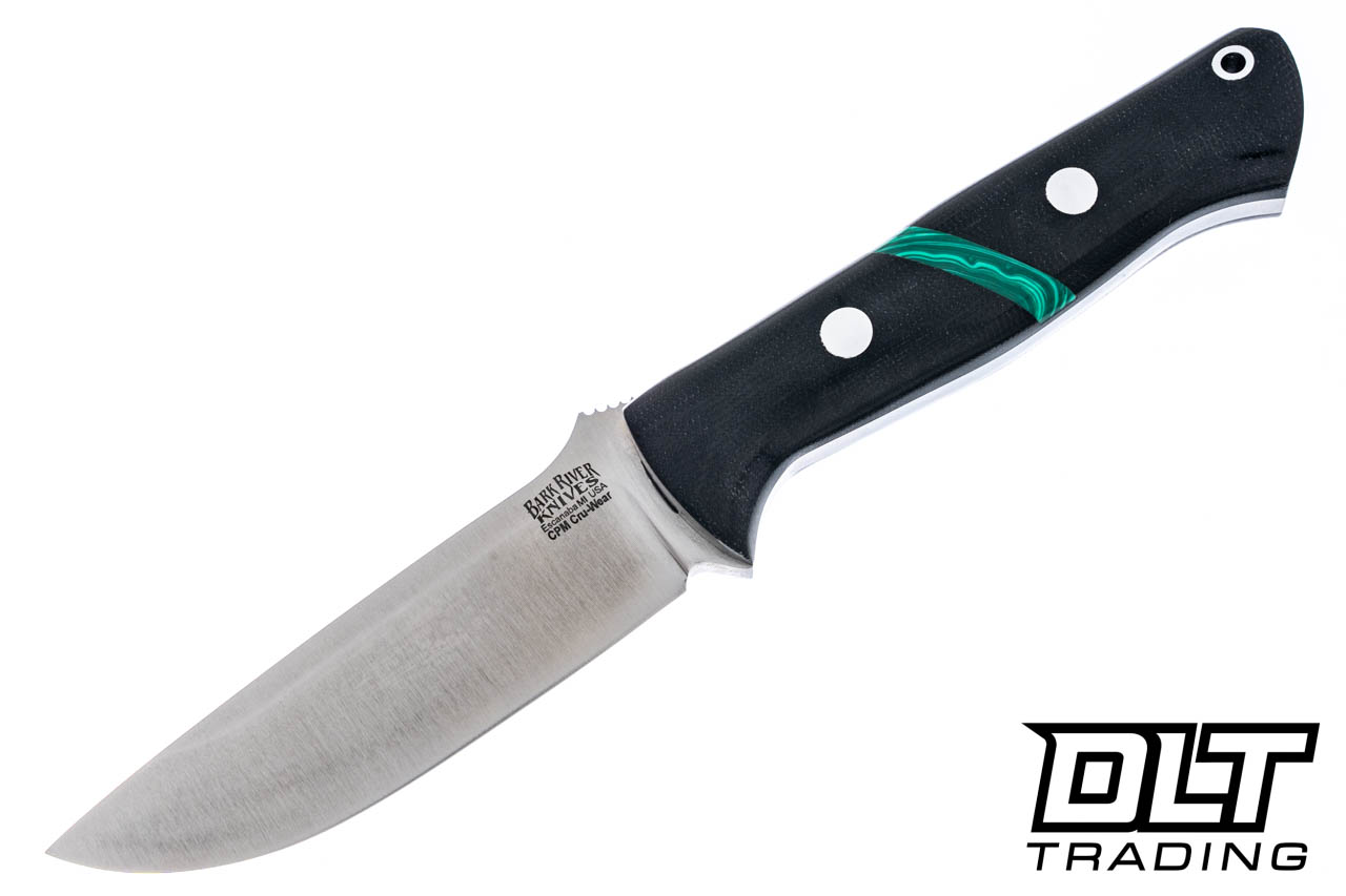 Bark River Bravo 1 Cru-Wear Black Canvas Micarta - Malachite Spacer