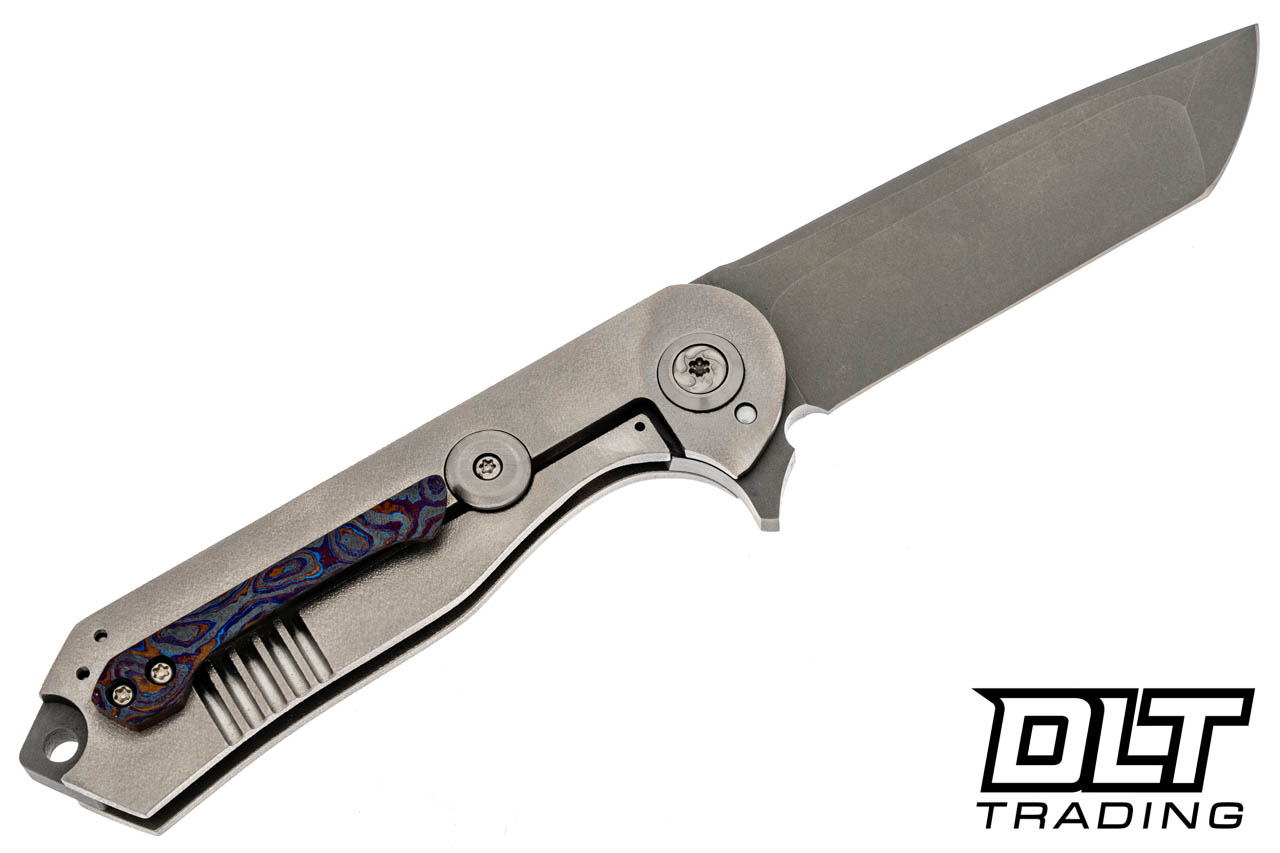 Melvin Lozada Custom Rhino 3.5 S35VN Tanto - Orange Peel Titanium