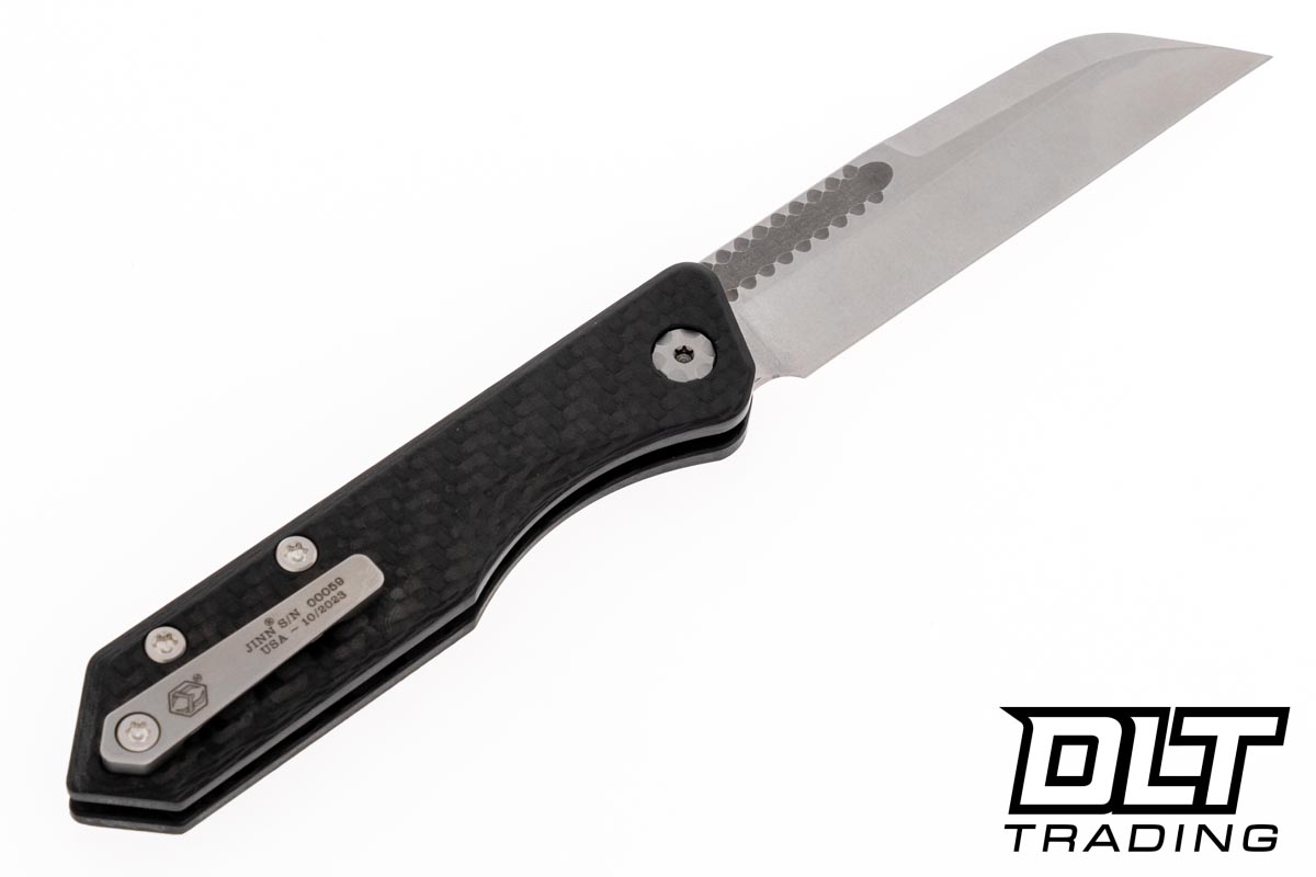 Heretic Jinn - Stonewash Wharncliffe MagnaCut - Carbon Fiber - DLT