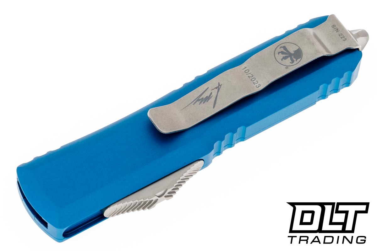 Microtech UTX-85 Warhound - Blue Handle - Stonewashed Blade