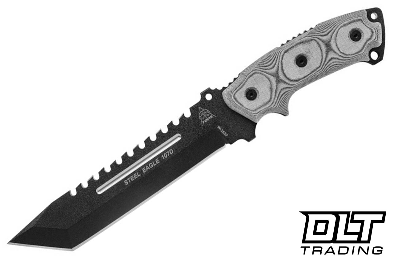 TOPS Steel Eagle 107D Tanto - Black Linen Micarta - DLT Trading