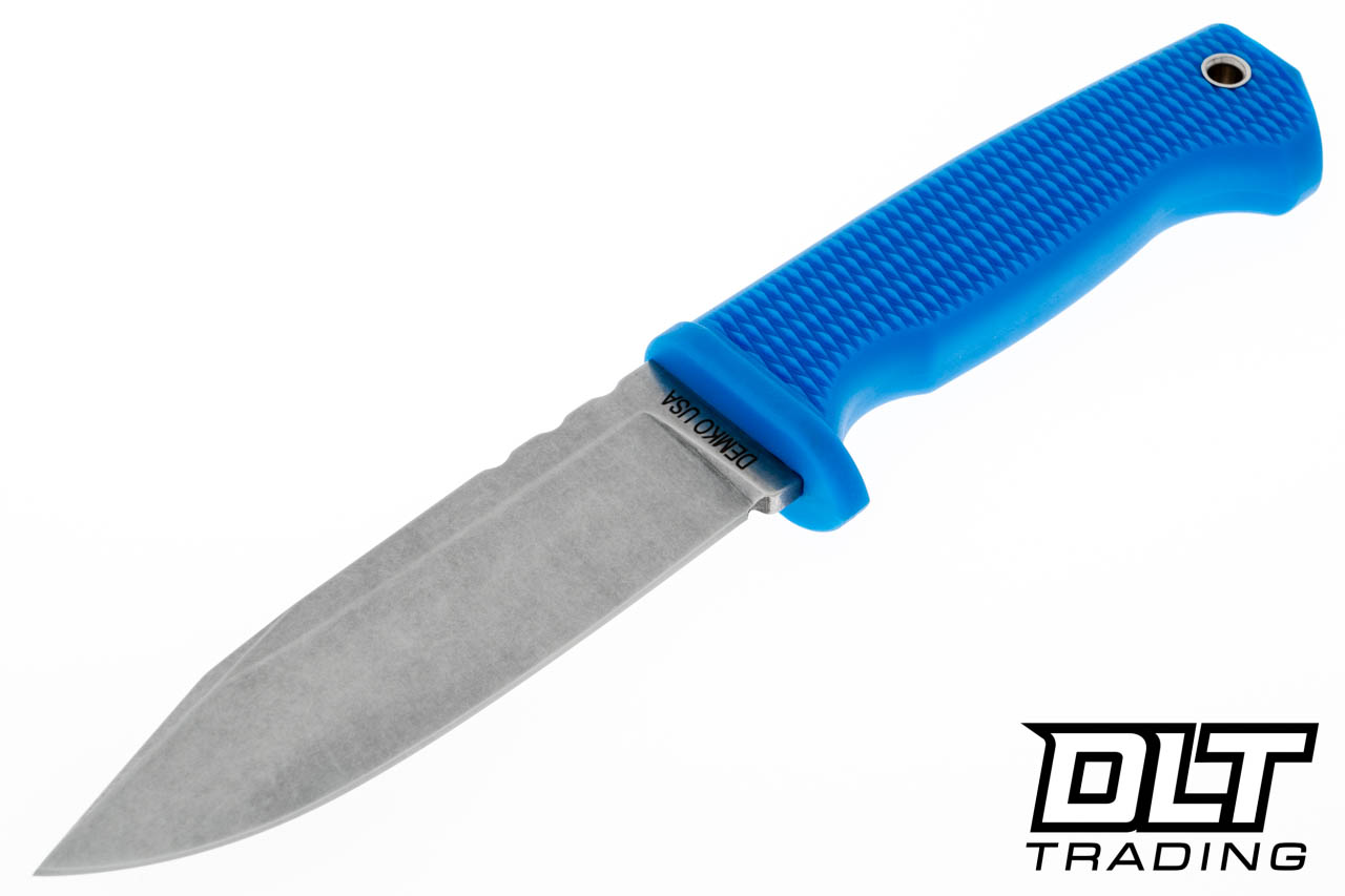 Demko FreeReign Clip Point - Stonewashed MagnaCut - Blue Handle
