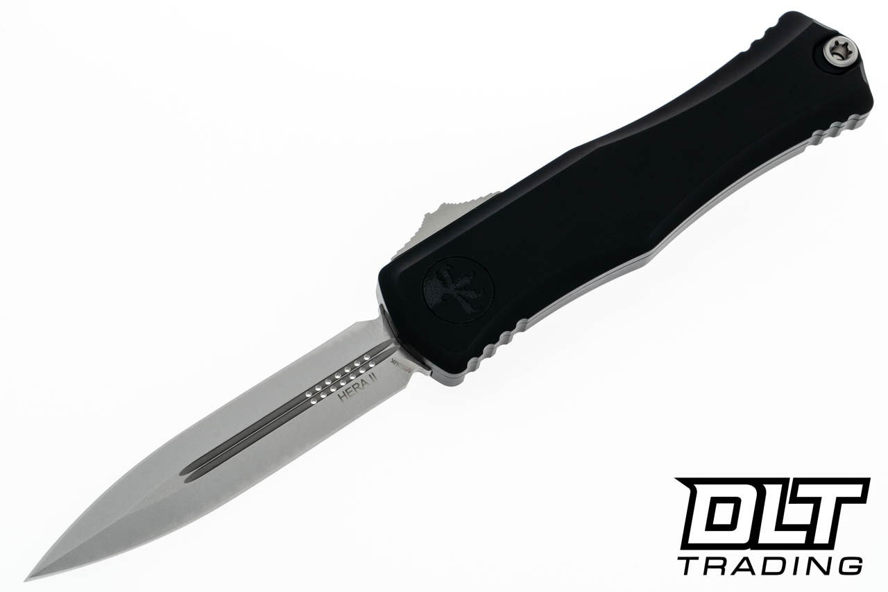 Microtech 1702-10 Hera II - Black Handle - Stonewashed Blade - DLT