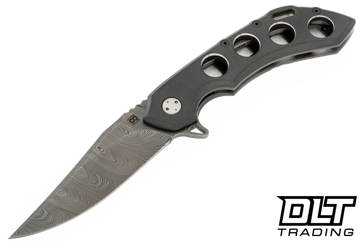 Olamic Cutlery Wayfarer 247 Bowie - Damasteel - Blasted - Holes