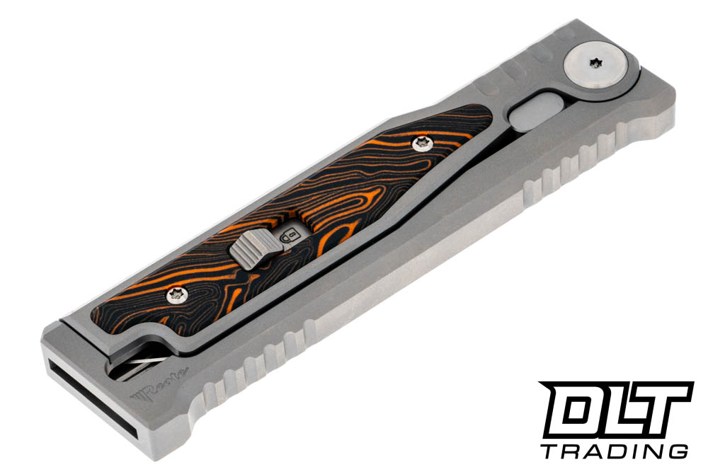 Reate EXO-M Elmax Drop Point - Orange & Black Damascus G-10 - DLT