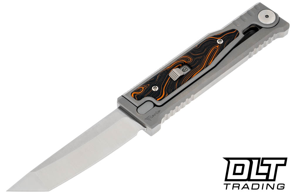 Reate EXO-M Elmax Tanto - Orange & Black Damascus G-10 - DLT Trading