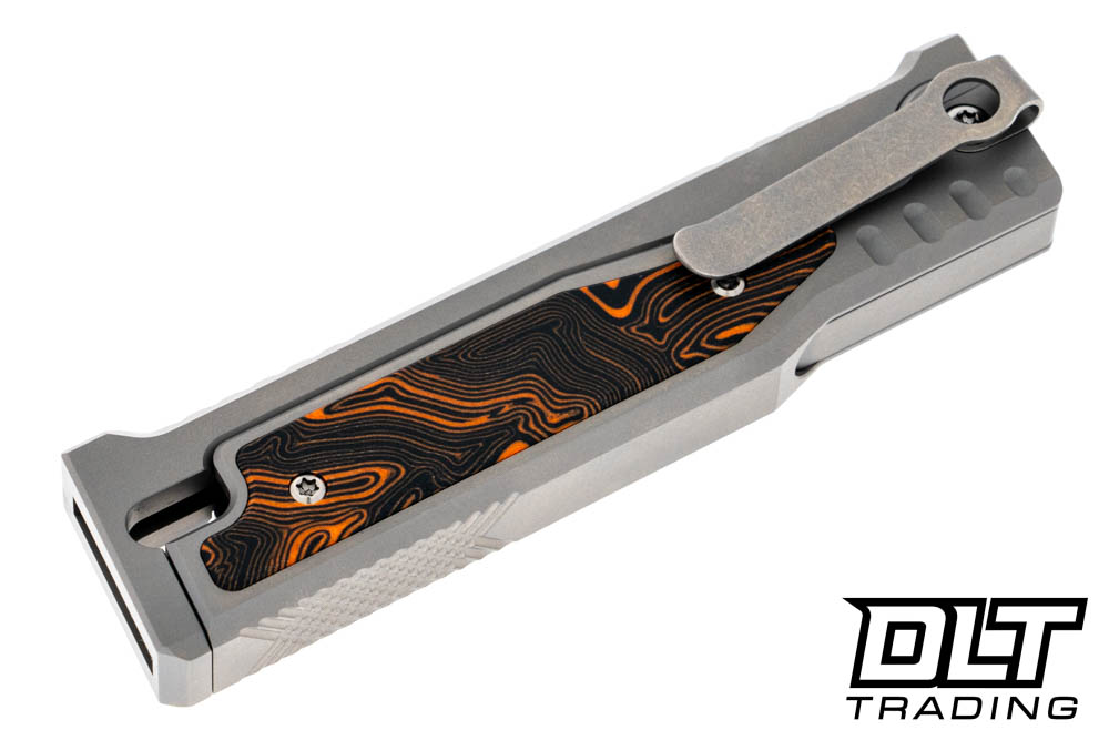 Reate EXO-M Elmax Tanto - Orange & Black Damascus G-10 - DLT Trading