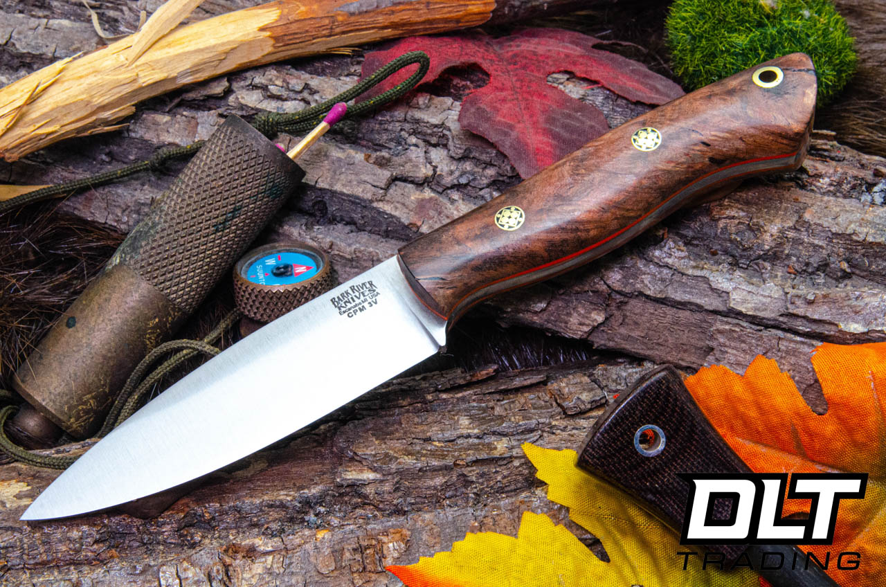 Bark River Mini Aurora 3V Brown Maple Burl - Orange Liners