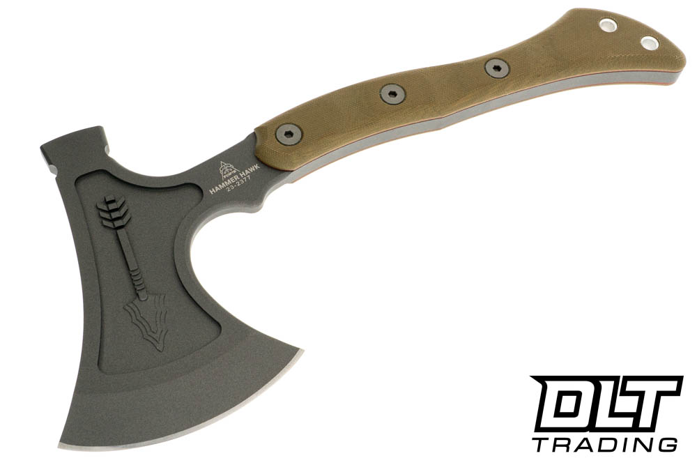 TOPS Hammer Hawk Ax - Green Canvas Micarta - Tungsten - DLT Trading