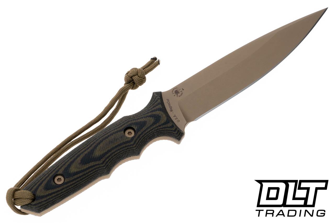 Spartan Clandestina MagnaCut - Camo Micarta - FDE Blade - Coyote
