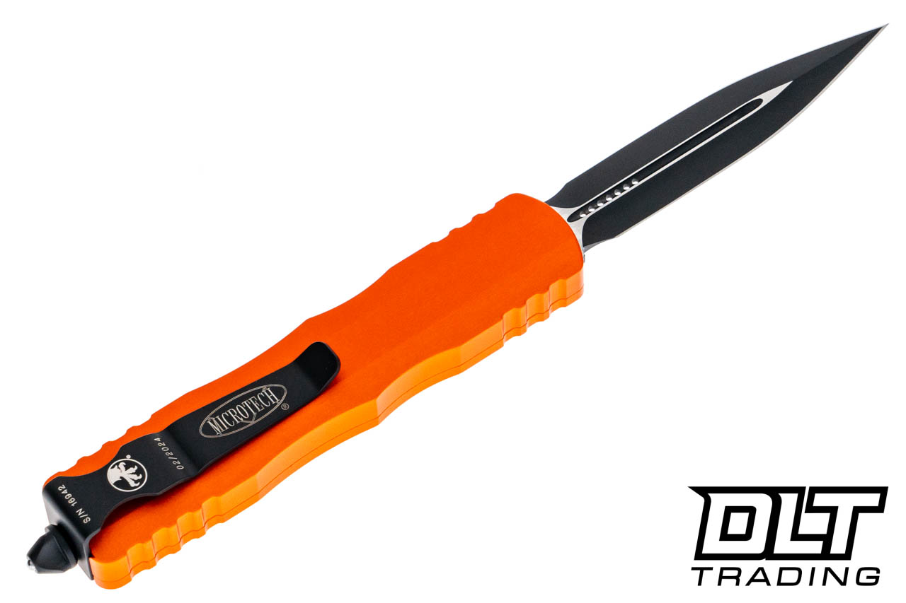 Microtech 225-1OR Dirac D/E - Orange Handle - Black Coated Blade
