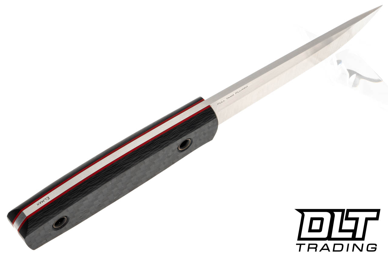 Sliwkosky Full Tang Puukko Elmax - Carbon Fiber - Red Liners
