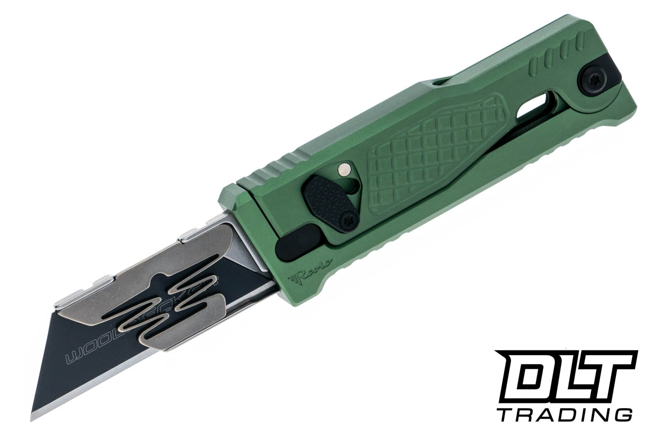 Reate EXO-U Utility Blade - Diamond Pattern - Green Anodized ...