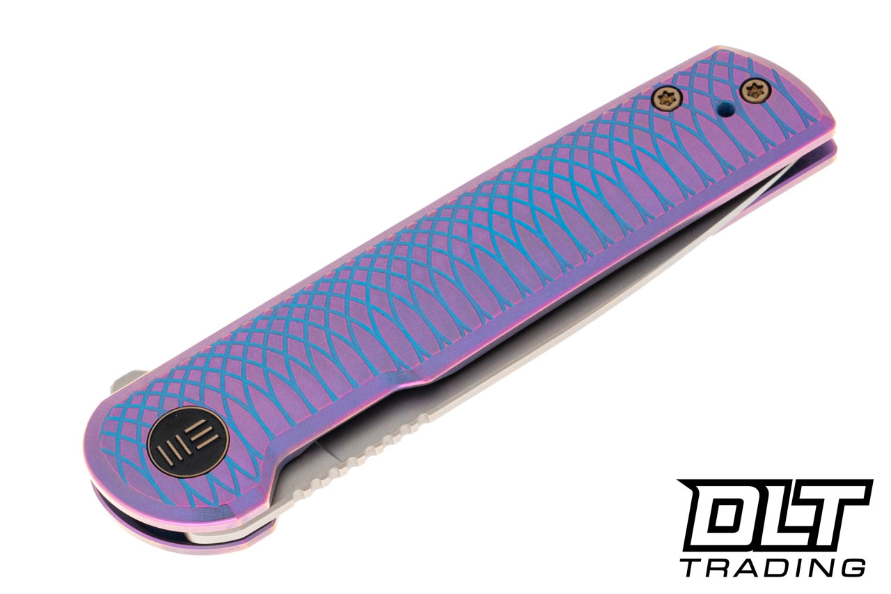 WE Knife Charith 20056-2 Flipper - Ripple Patterned Purple Titanium - 20CV  Bead Blasted Blade - DLT Trading