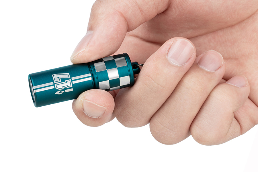 Olight i17 USB-C Rechargeable EDC Keychain - Checkered Flag - DLT