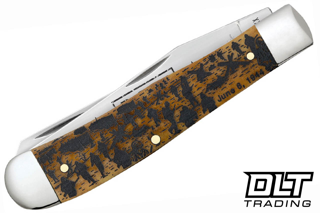 Case D-Day 80th Anniversary - Antique Bone Trapper with Zippo