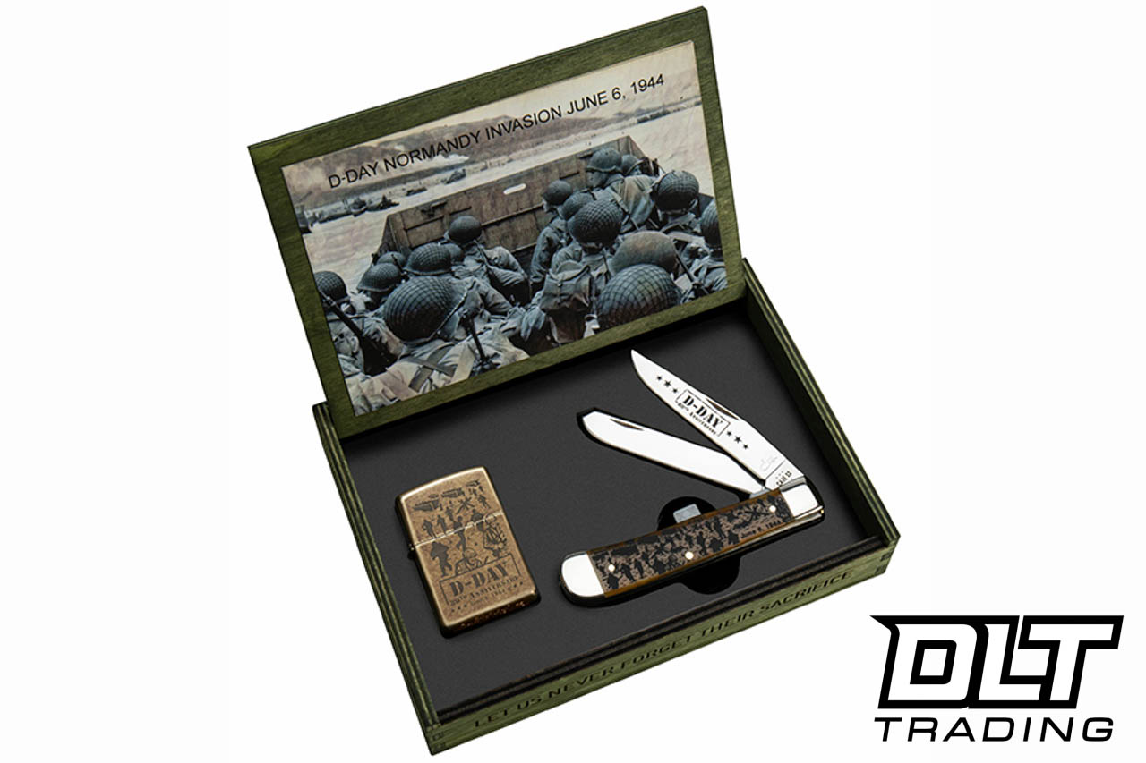 Case D-Day 80th Anniversary - Antique Bone Trapper with Zippo 