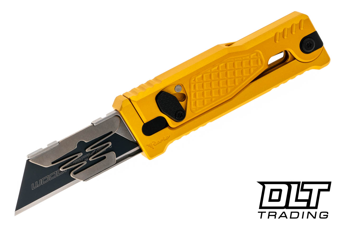 Reate EXO-U Utility Blade - Diamond Pattern - Yellow Anodized
