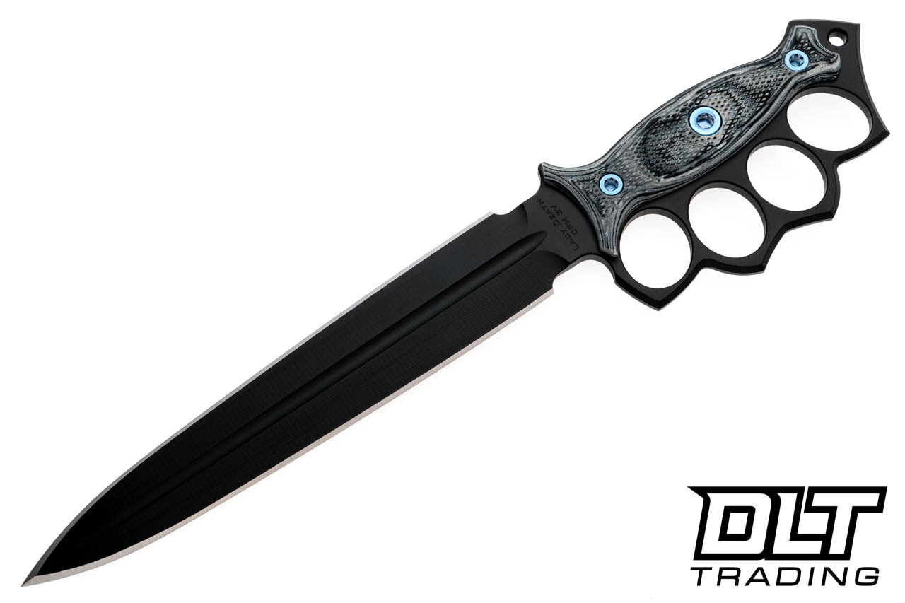 Troubled Waters 銃弾加工 レイヤード フーディー 黒S RMJ Tactical Lady Death Black Blade w/ Black G-10 Handles and