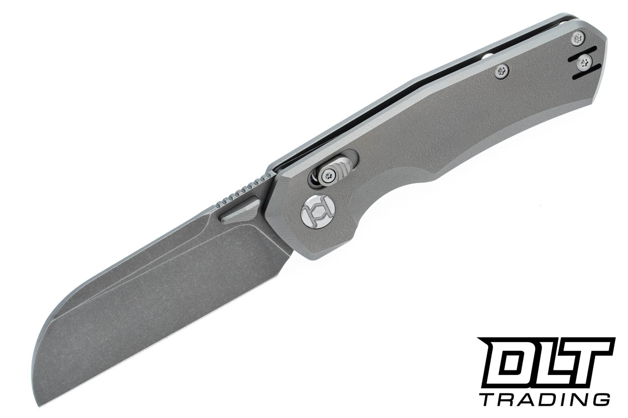 Kunwu Compact Chad - Stonewashed PM60 Blade - Orange Peel Titanium