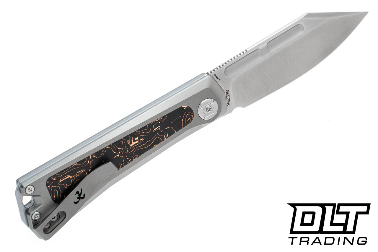 ウクウク Kunwu Geezer - Satin Elmax Blade - Bead Blasted Titanium
