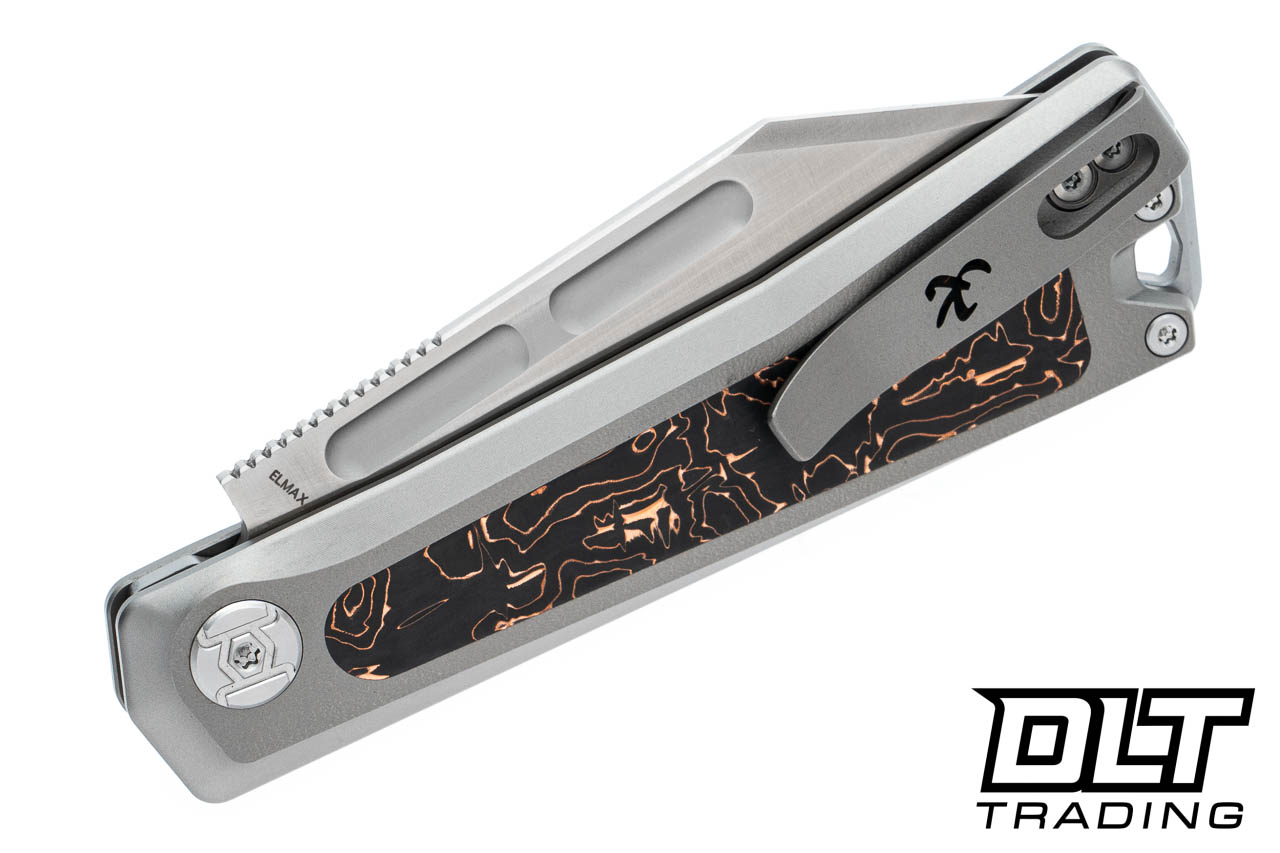 Kunwu Geezer - Satin Elmax Blade - Bead Blasted Titanium - Copper