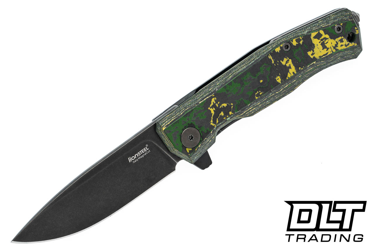 LionSteel Myto Old Black MagnaCut Blade - Toxic Storm Fat Carbon