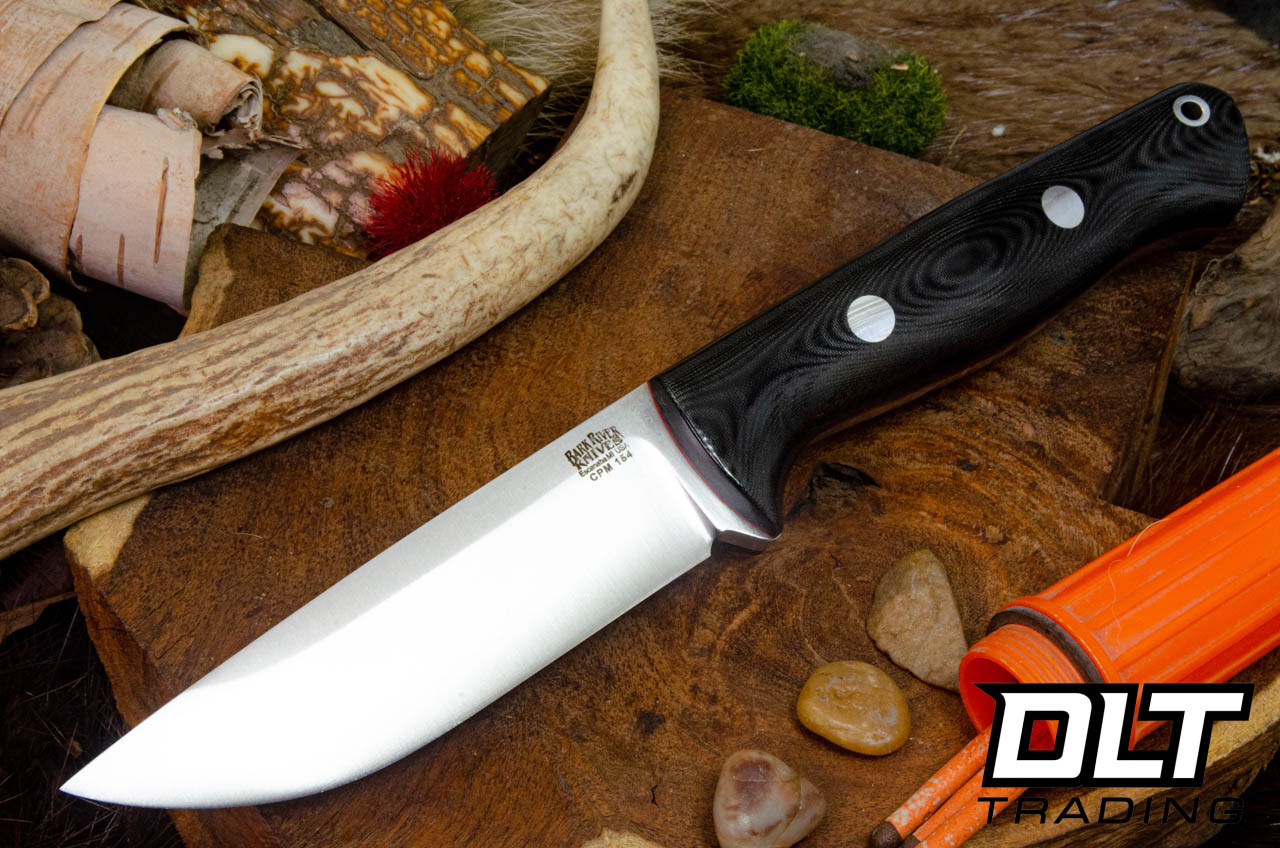 Bark River Bravo 1 CPM-154 Black Linen Micarta - Red Liners - Rampless
