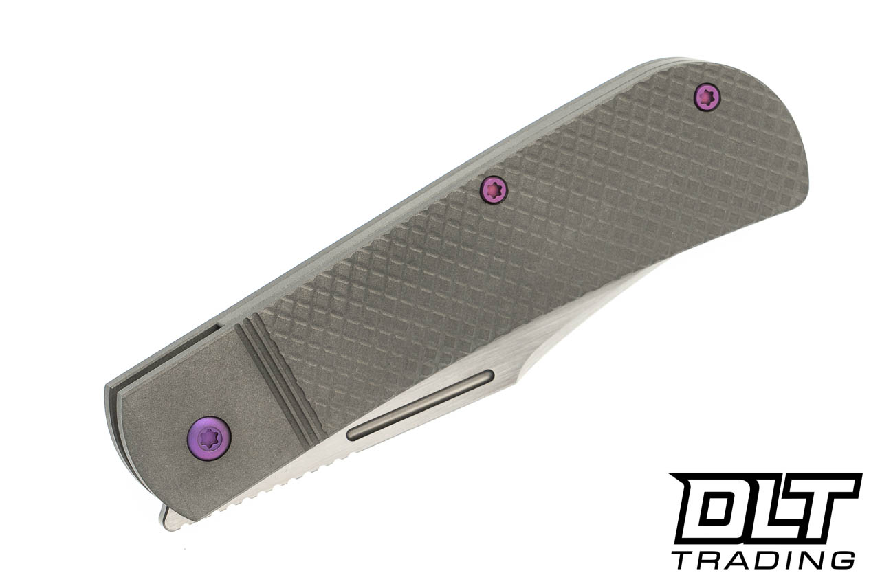 Jack Wolf The Benny - Crosshatch Titanium - Hand Satin Blade - DLT