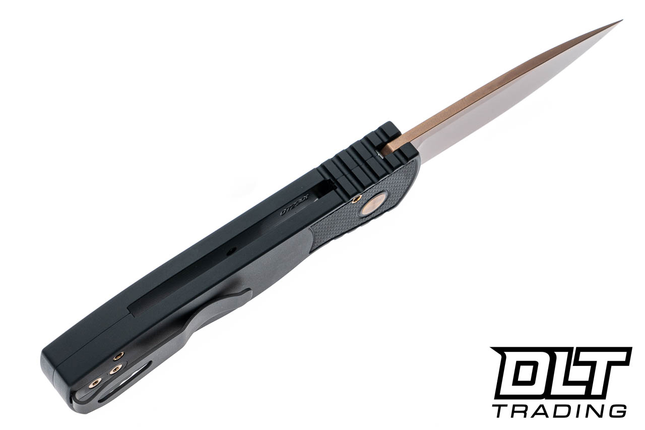 Pro-Tech TR-2 - Black Textured Handle - Sterling Silver Skull