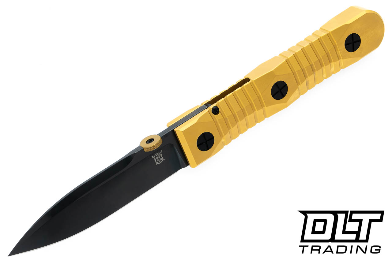 Ek Integral Folder Spear Point - Gold DLC Handle - Black Blade