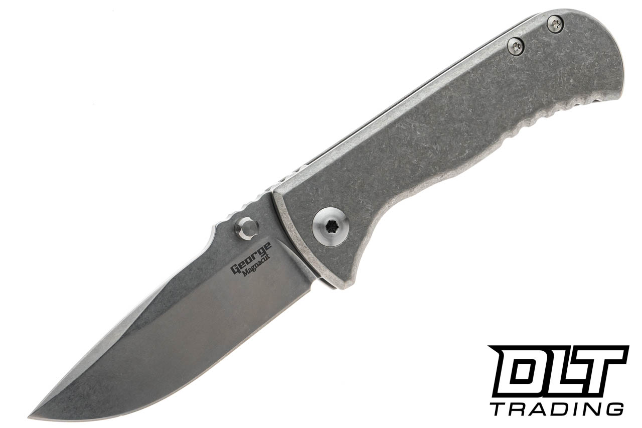 Les George Talos - Stonewashed Titanium Handle - Stonewashed Blade