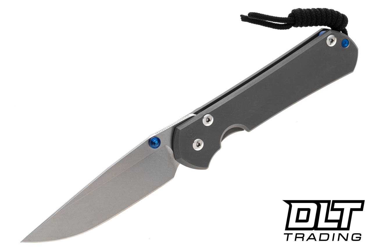 Chris Reeve Large Sebenza 31 - Glass Bead Blasted Titanium - Blue
