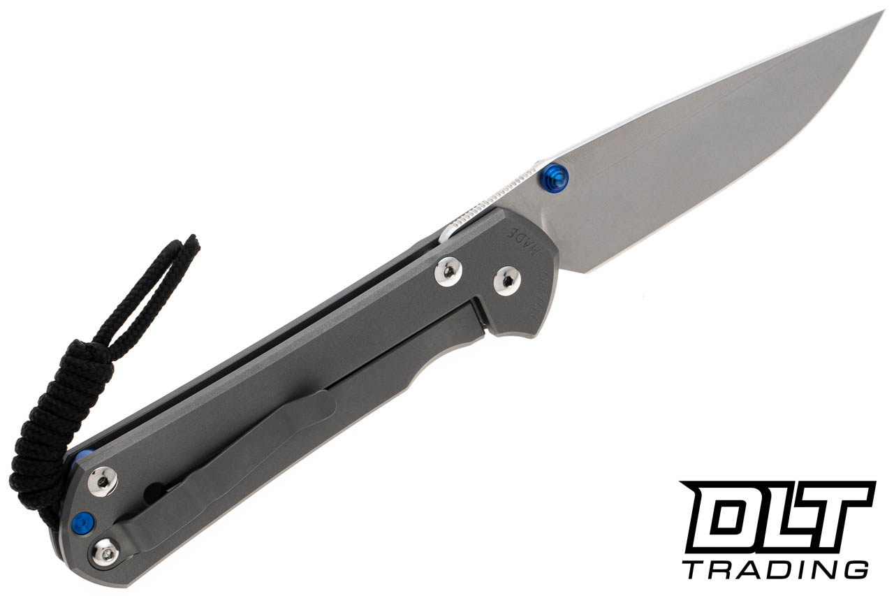 Chris Reeve Large Sebenza 31 - Glass Bead Blasted Titanium - Blue