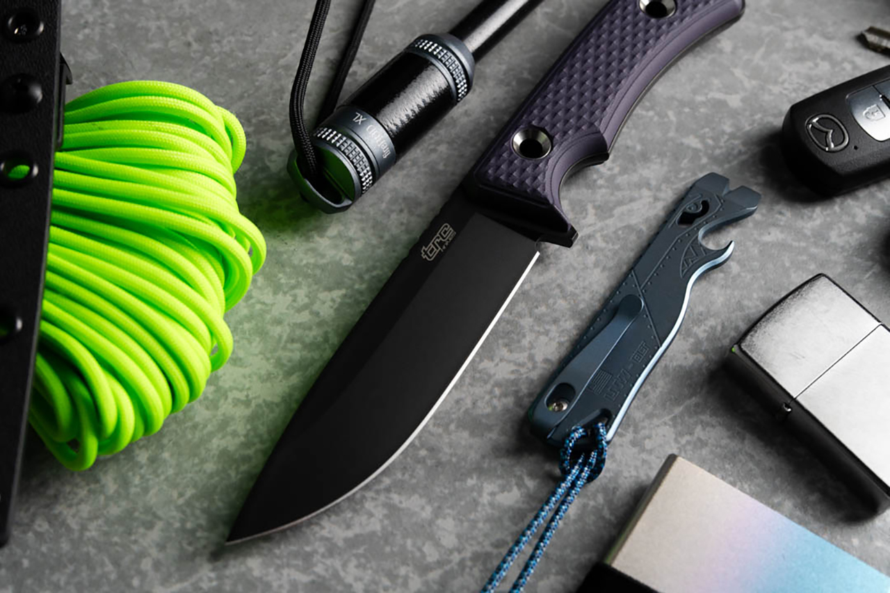 TRC South Pole - Purple G-10 - DLC Elmax Blade - Black Kydex