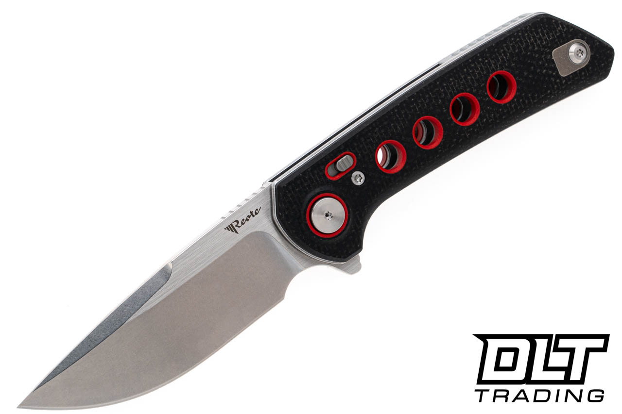 Reate PL-XF Nitro-V - Black Canvas Micarta - Red G-10 Inlay