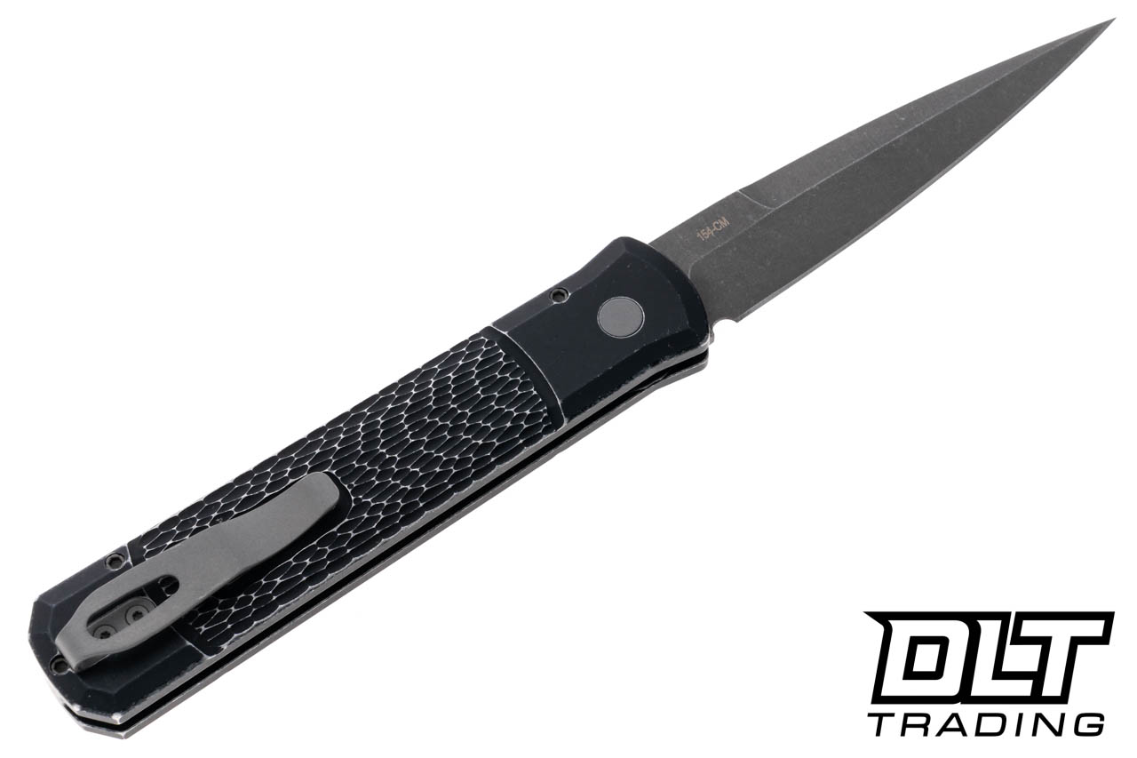 Pro-Tech Godfather Battle Worn Black Jigged 154CM | DLT trading